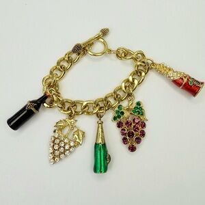 Vintage wine lover charm bracelet